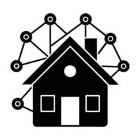 IoT smart home with network connections silhouette on white background vector