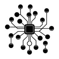 Digital information flow through data network silhouette isolated on white background vector