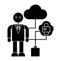 AI assistant for cloud based task management silhouette isolated on white background vector