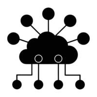 Multiple connections in cloud computing network silhouette isolated on white background vector