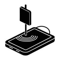 Silhouette of wireless charging station for connected devices on white background vector