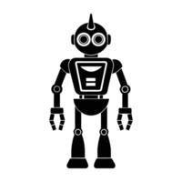 Robust security bot standing line art silhouette isolated on white background design vector