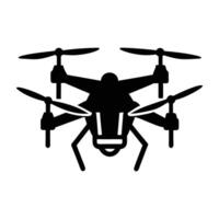 AI powered drone hovering with visible propellers silhouette dynamically isolated on white background vector