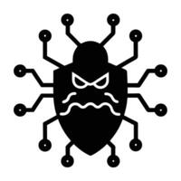 AI powered anti malware software silhouette securely isolated on white background vector