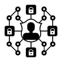 Advanced network security scanning process driven by AI silhouette clearly isolated on white background vector