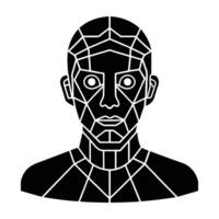 Advanced facial recognition technology driven by AI silhouette clearly isolated on white background vector