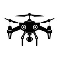 Advanced robotic drone landing with extended gear driven by AI silhouette clearly isolated on white background vector