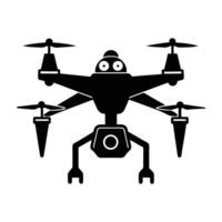 Advanced security drone patrolling controlled by AI silhouette sharply isolated on white background vector