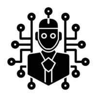 Advanced cybersecurity monitoring system controlled by AI silhouette distinctly isolated on white background vector