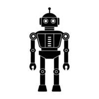 Sturdy security bot standing line art silhouette isolated on white background design vector