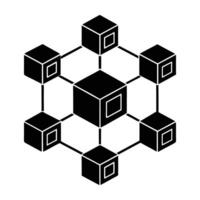 Blockchain nodes interconnected in digital network silhouette isolated on white background vector