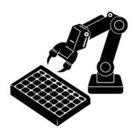 Unique robotic arm typing on a keyboard line art silhouette isolated on white background design vector