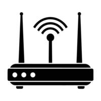 Internet router with wireless signals silhouette depicted on white background vector