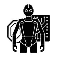 Advanced cybersecurity robot driven by AI scanning data silhouette clearly isolated on white background vector