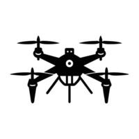 Advanced drone hovering with visible propellers powered by AI silhouette clearly isolated on white background vector