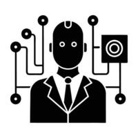 AI powered fraud detection system silhouette securely isolated on white background vector