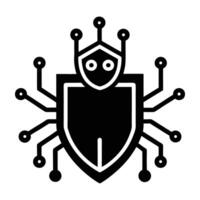 Advanced anti malware software powered by AI silhouette clearly isolated on white background vector