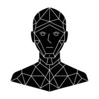 AI driven facial recognition technology silhouette sharply isolated on white background vector
