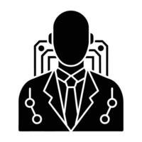 AI driven cybersecurity assistant silhouette precisely isolated on white background vector