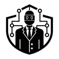 Automated security system driven by AI silhouette distinctly isolated on white background vector