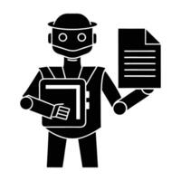 Efficient security assistant scanning documents line art silhouette isolated on white background design vector