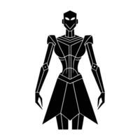 AI powered futuristic fashion designer robot silhouette stylishly isolated on white background vector