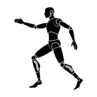Remarkable prosthetic limb in motion line art silhouette isolated on white background design vector