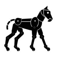 AI controlled robotic dog walker silhouette energetically isolated on white background vector