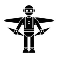 Smart personal flying assistant line art silhouette isolated on white background design vector