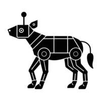 Observant robotic wildlife tracker line art silhouette isolated on white background design vector