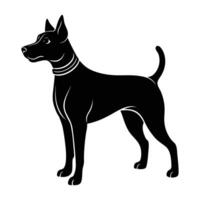 Lively alert dog standing with ears perked line art silhouette isolated on white background design vector