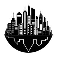 Advanced futuristic cityscape driven by AI silhouette clearly isolated on white background vector
