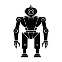 Steadfast robotic wildlife protector line art silhouette isolated on white background design vector
