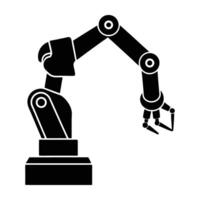 Striking robotic arm reaching out line art silhouette isolated on white background design vector