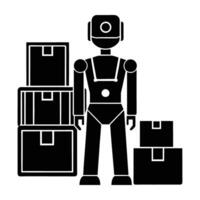 Advanced robotic warehouse assistant driven by AI silhouette clearly isolated on white background vector