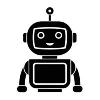AI powered chatbot device with small screen silhouette sharply isolated on white background vector