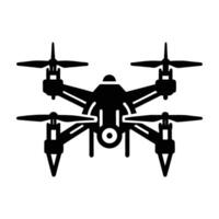 Advanced drone with multiple propellers silhouette dynamically isolated on white background vector