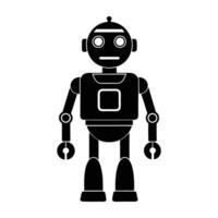 Advanced elderly care assistant robot powered by AI silhouette distinctly isolated on white background vector