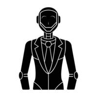 Innovative humanoid assistant line art silhouette isolated on white background design vector