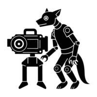 Advanced robotic wildlife photographer controlled by AI silhouette clearly isolated on white background vector
