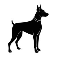Attentive alert dog standing with ears perked line art silhouette isolated on white background design vector