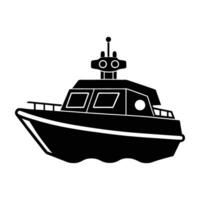 Cutting edge self driving robotic boat line art silhouette isolated on white background design vector