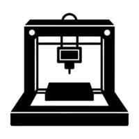 3D printer printing object silhouette clearly isolated on white background vector