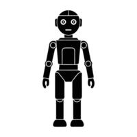 Elderly care assistant robot with AI powered features silhouette neatly isolated on white background vector
