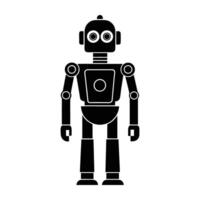 Elderly care assistant robot powered by AI silhouette clearly isolated on white background vector