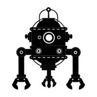 AI powered deep sea exploration robot silhouette boldly isolated on white background vector