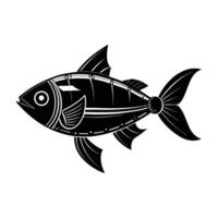 AI enhanced robotic fish swimming forward silhouette fluidly isolated on white background vector