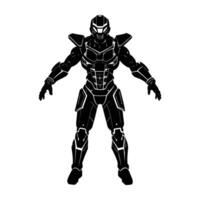 Exoskeleton suit in dynamic action silhouette boldly isolated on white background vector
