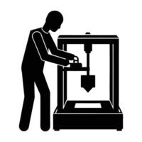 3D printer printing object silhouette perfectly isolated on white background vector