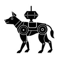 Keen robotic wildlife tracker line art silhouette isolated on white background design vector